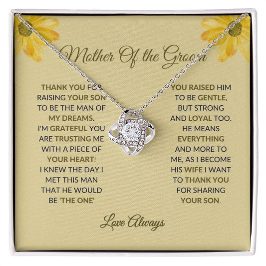 Mother Of The Groom - Thank You - Love Knot Necklace