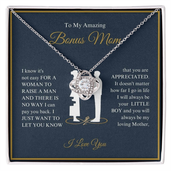 To My Amazing Bonus Mom - You Are Appreciated - Love Knot Necklace