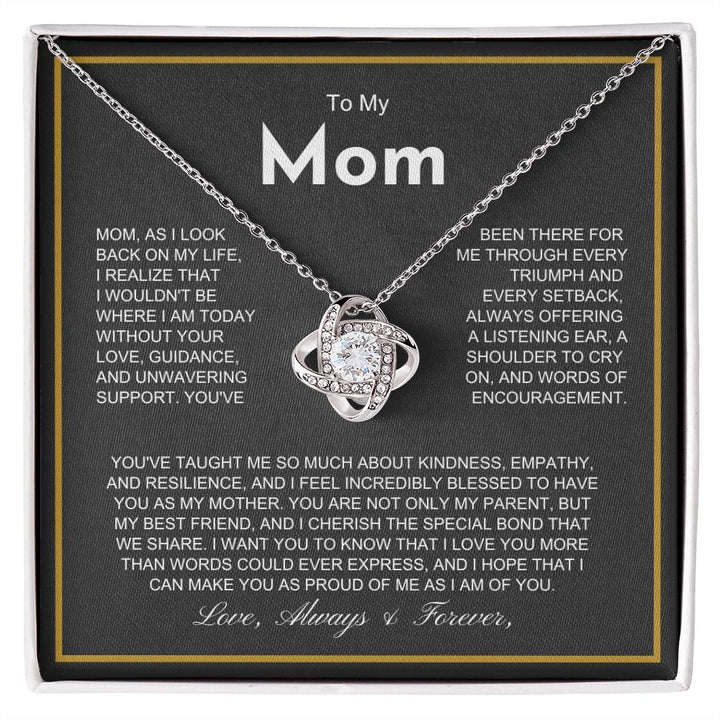 To My Mom - More Than Words - Love Knot Necklace