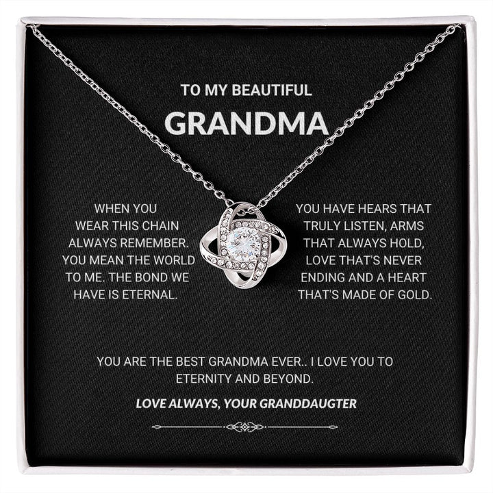 To My Beautiful Grandma - Eternity And Beyond - Love Knot Necklace