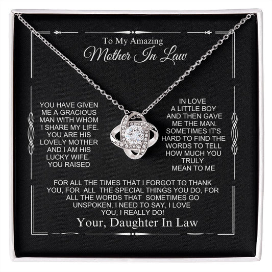 To My Amazing Mother In Law - I Love You - Love Knot Necklace