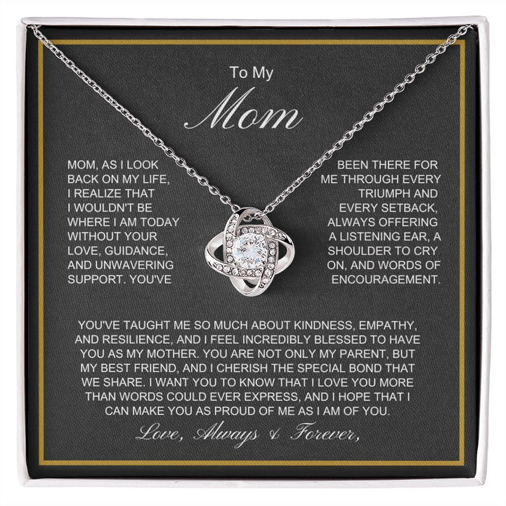 To My Mom - More Than Words - Love Knot Necklace