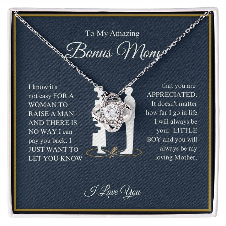 To My Amazing Bonus Mom - You Are Appreciated - Love Knot Necklace