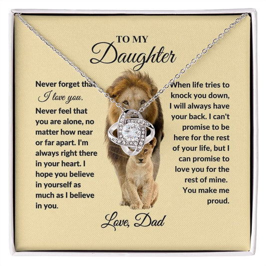 To My Daughter - Make Me Proud - Love Knot Necklace