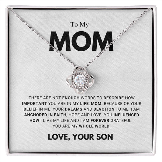 Mom - Forever Grateful - Love Knot Necklace