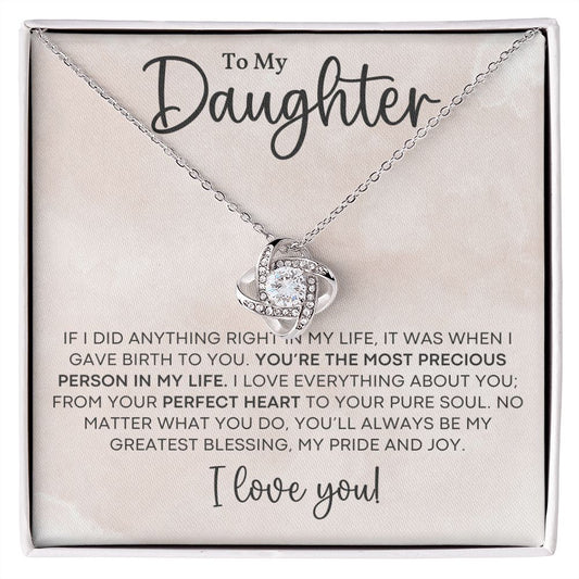 Daughter - Most Precious - Love Knot Necklace