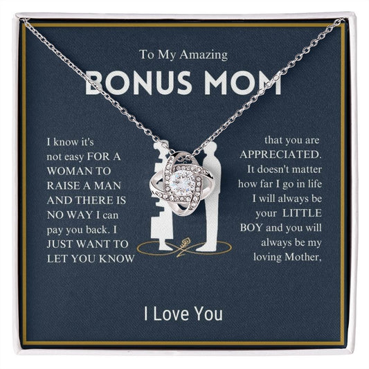 To My Amazing Bonus Mom - You Are Appreciated - Love Knot Necklace