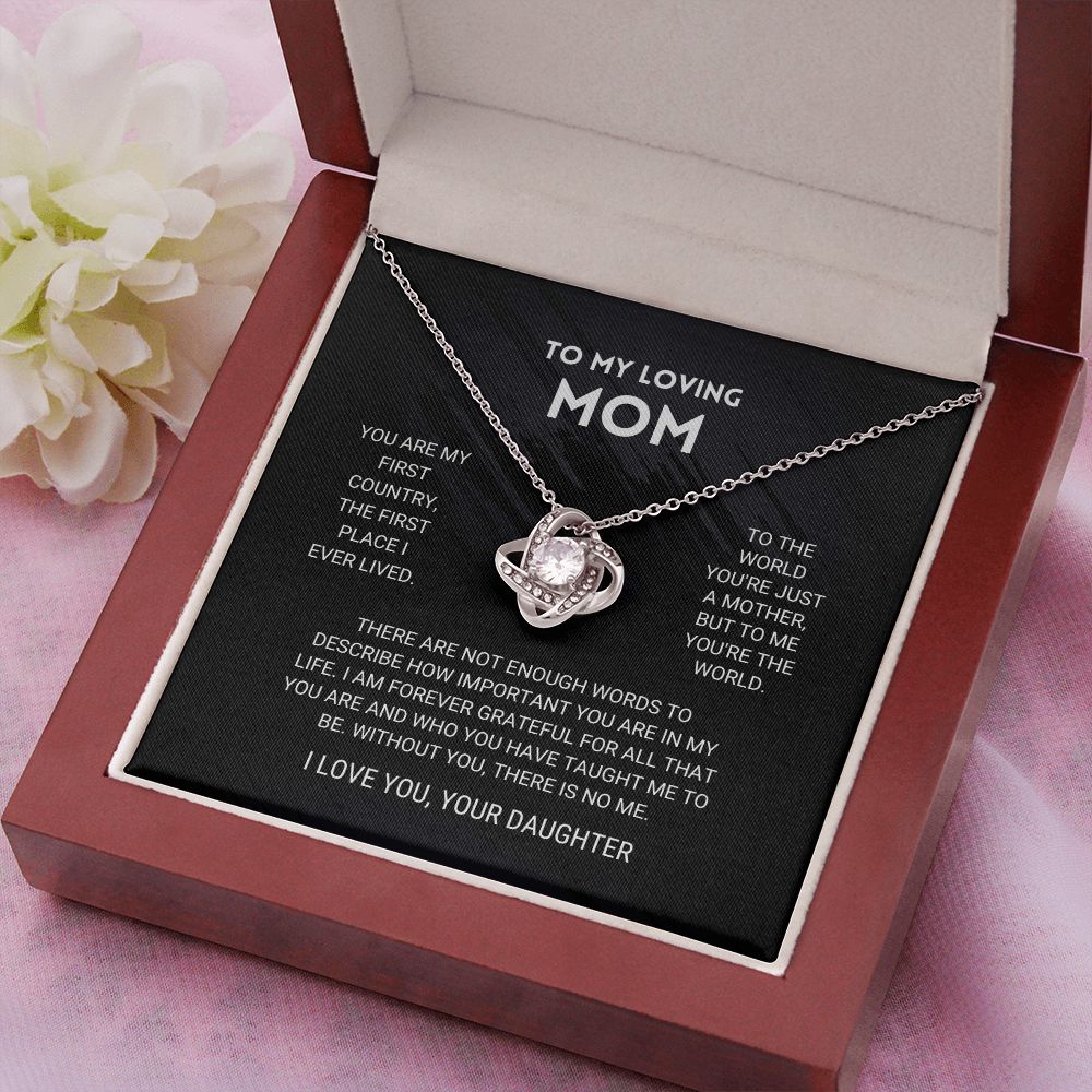 Mom - You're The World - Love Knot Necklace From Daughter