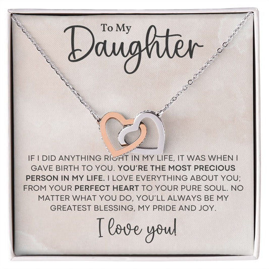 Daughter - Most Precious - Interlocking Hearts Necklace