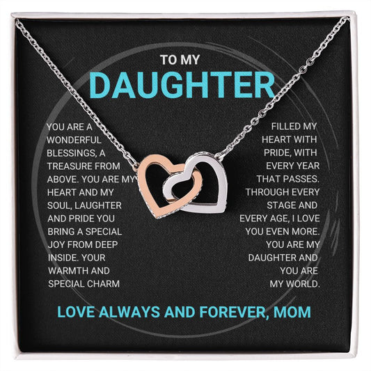 Daughter - You Are My World - Interlocking Hearts Necklace