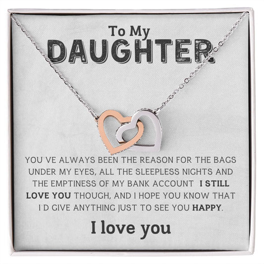 Daughter - I Love You - Interlocking Hearts Necklace