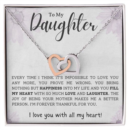 Daughter - Forever Thankful - Interlocking Hearts Necklace