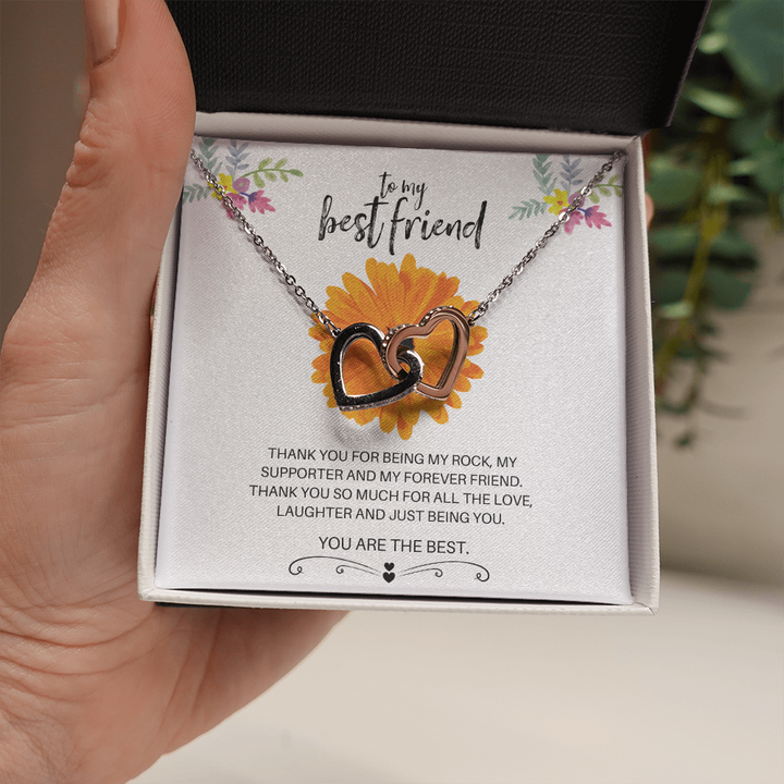 Best Friend - My Rock - Interlocking Hearts Necklace