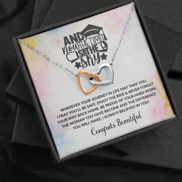 Limit Is The Sky - Graduation Interlocking Heart Necklace