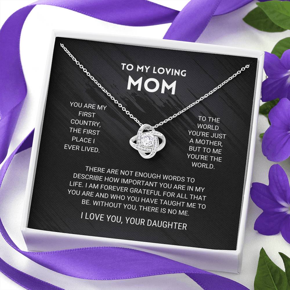 Mom - You're The World - Love Knot Necklace From Daughter