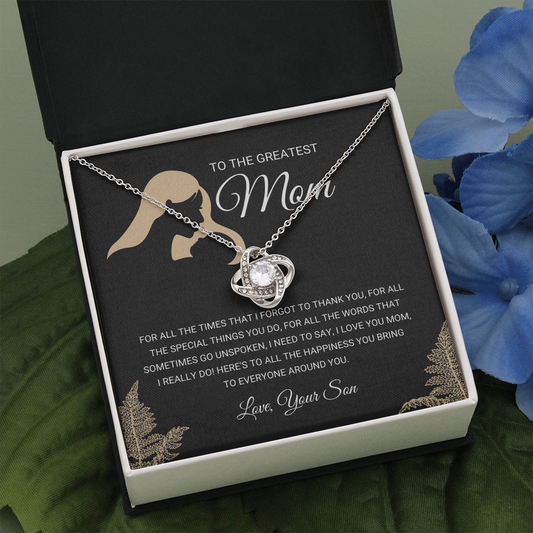 Greatest Mom - Love Knot Necklace Gift From Son