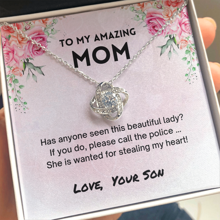 Mom - Stole My Heart - Love Knot Necklace From Son