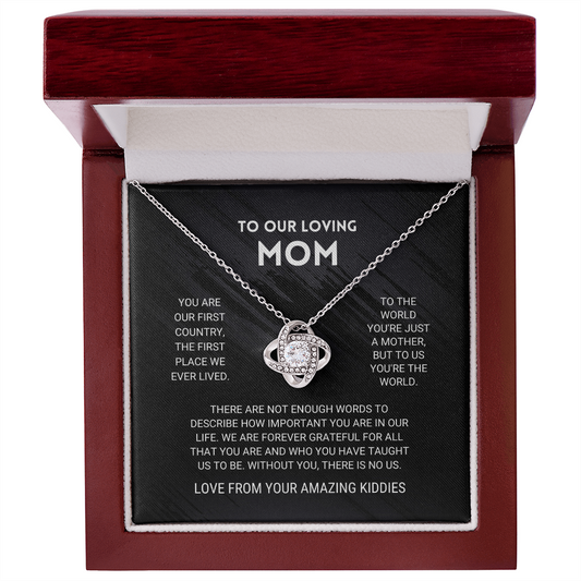 To Our Mom - You're The World Love Knot Necklace