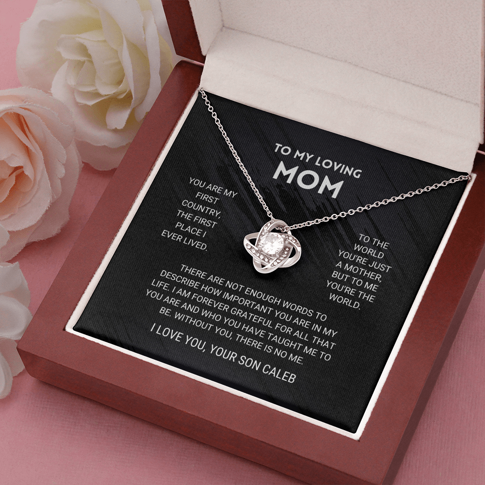 Mom - You're The World - Love Knot Necklace From Son Caleb
