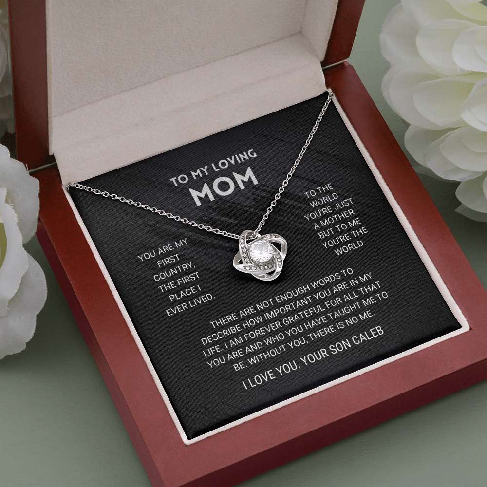 Mom - You're The World - Love Knot Necklace From Son Caleb